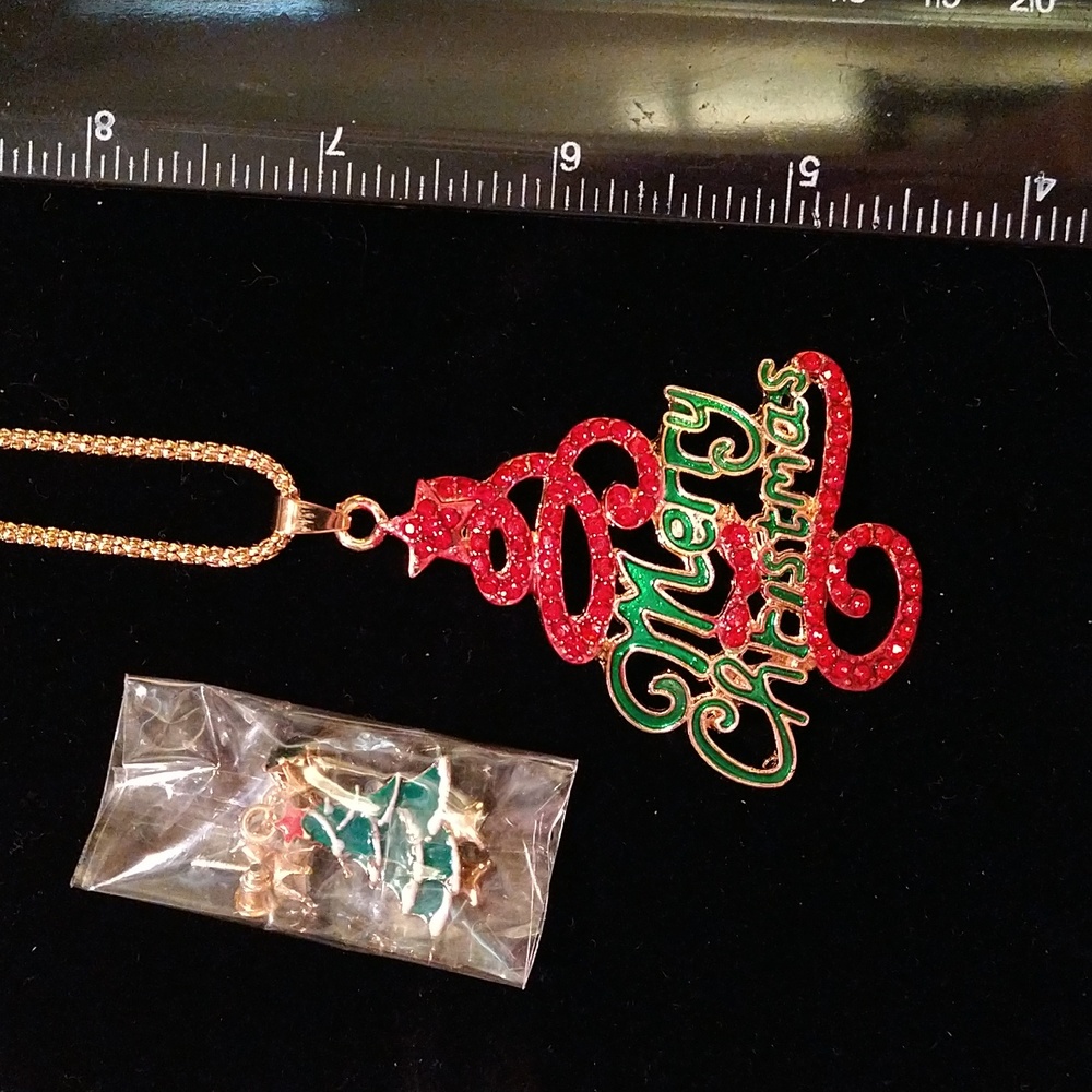 Christmas Tree Pendant with Christmas Tree Earrings